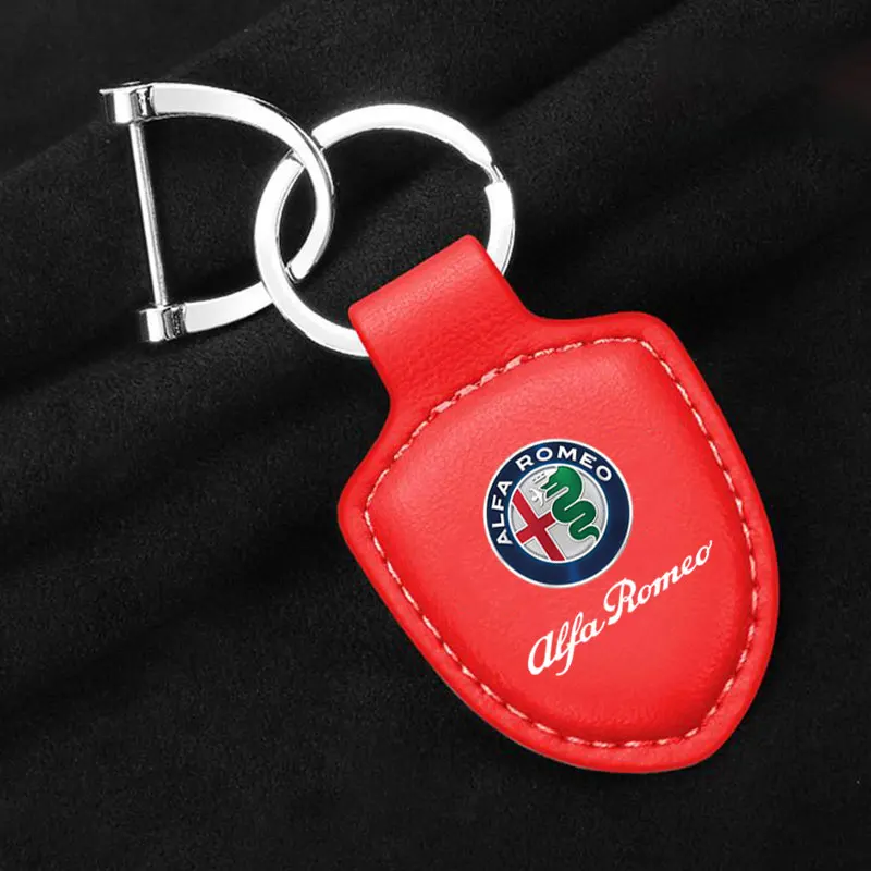 Alfa Romeo Lederen Sleutelhanger - Metalen sluiting en ring