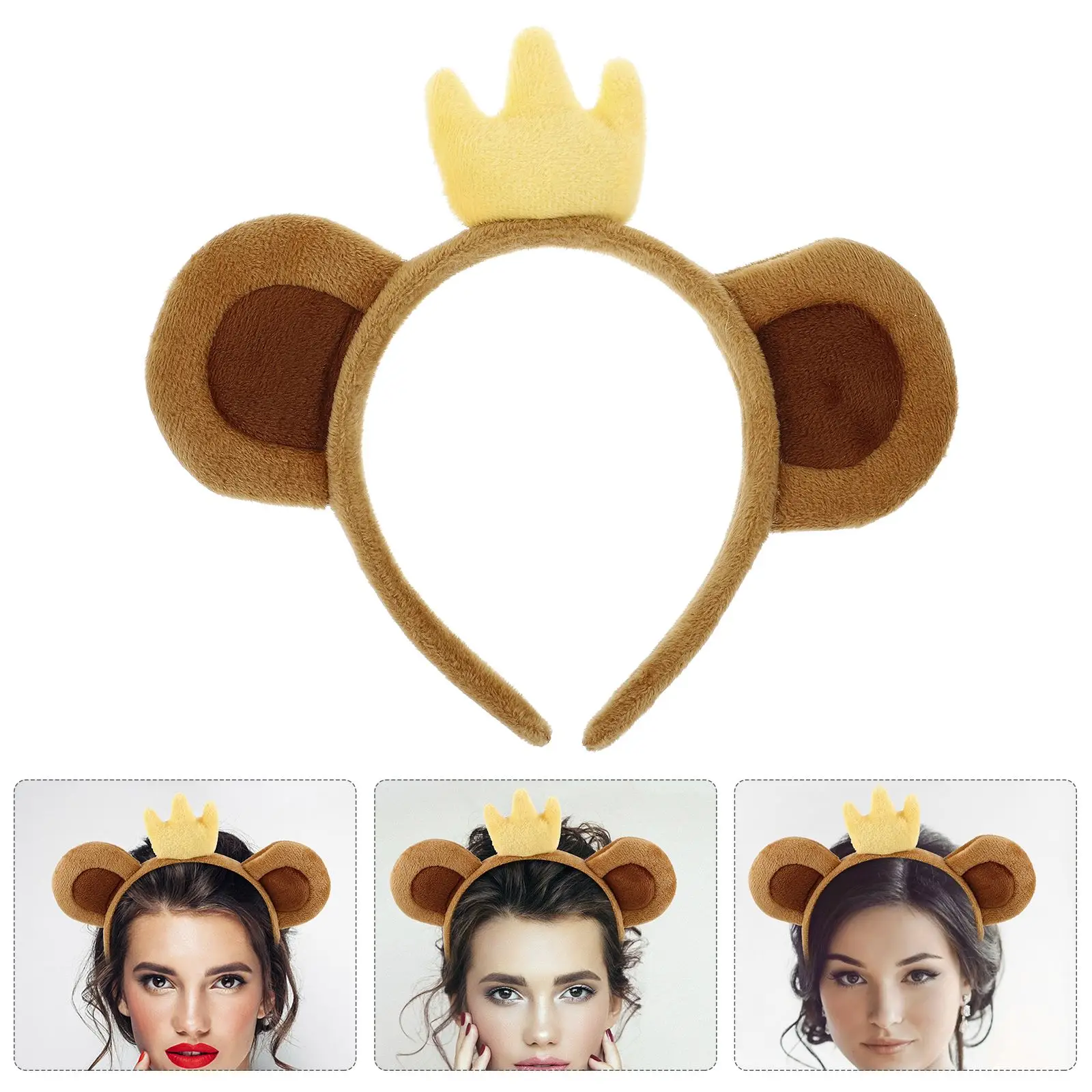 

Animal Ears Headband Monkey Ears Crown Headdres Cute Plush Animal Headband Hairpin Lovely Hair Hoops Headdress Prop Headwear