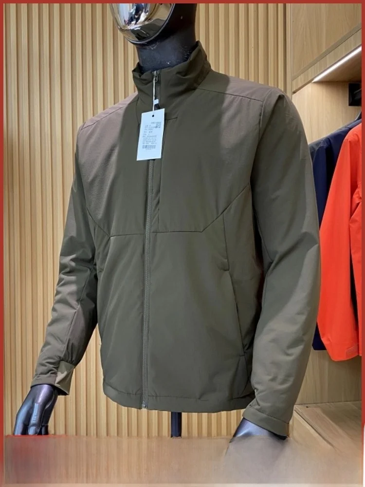 

Функциональная легкая хлопковая куртка для мужчин, повседневная куртка с воротником-стойкой для поездок на работу, теплое зимнее пальто, подходит для декора на молнии