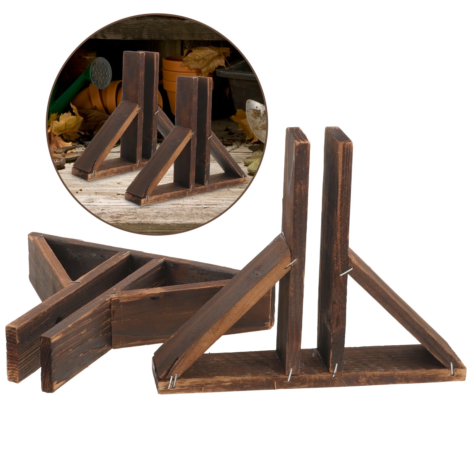 

2Pcs Solid Wood Fence Base Stable Support for Garden Yard Lawn Small Fence Stand Holder Kit Durable Fences Base Set