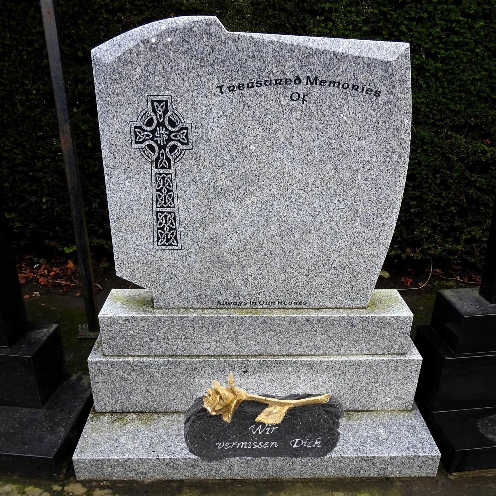 

Resin Deceased Memorial Tombstone Outdoor Waterproof Mourning Sculpture Decorative Adornment for Backyard Garden Cemetery Use