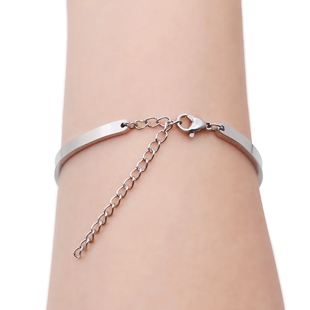 5 pcs 20Mm Stainless Steel Bracelets Round Plate Diy Jewelry Making Craft Resin Pendant Glass Chain Alloy Wristband For Women