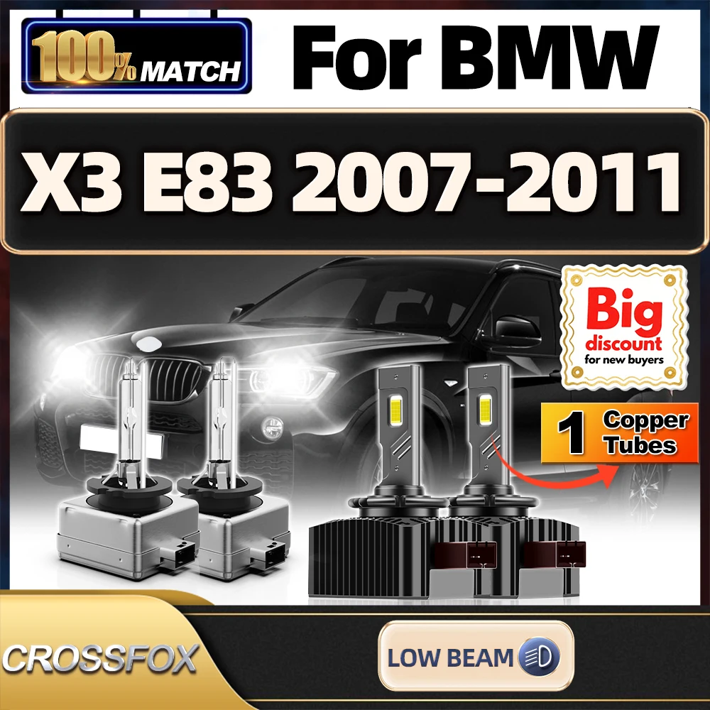 

CROSSFOX 2X LED Xenon HID Headlight Bulbs D1S Low Beam Canbus Upgrade Headlamp Ampoules For BMW X3 E83 2007 2008 2009 2010 2011