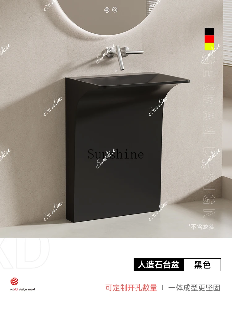 MArtificial stone column basin sink integrated floor art, bathroom balcony