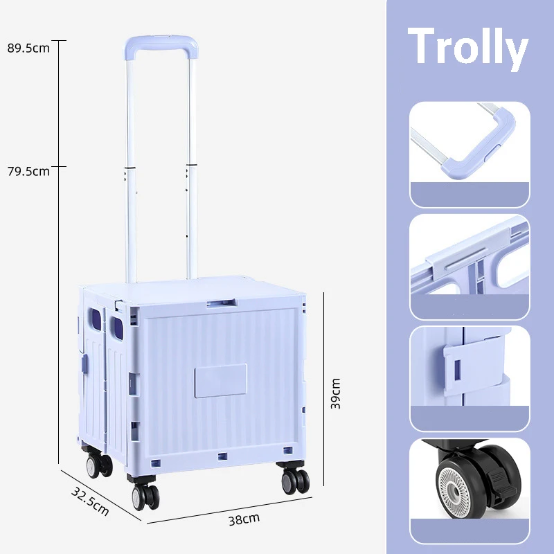 

4/2 wheels Folding Home Use Grocery Shopping Cart Portable Market 접이식 카트 Storage Box Cart Wheels Pull Rod Driver 트롤리