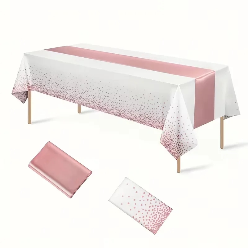2pcs/set Round dot tablecloth with polyester table flag set disposable party table flag tablecloth atmosphere decoration