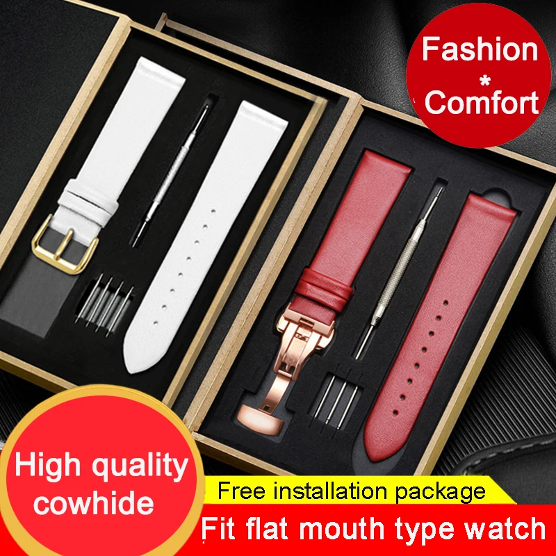 

Universal Replacement Leather Strap 12/14/15/16/17/18/19/20/21/22/24mm Men Women Needle Buckle Hand Watch Chain