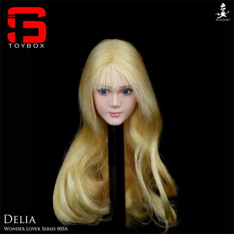 WONDERY WLS005 1/6 Zonnebrand Bleke Vrouwelijke Beweegbare Ogen Blond Haar Head Sculpt Carving Model Fit 12 ''Soldaat Action Figure