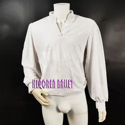 Man Ballet Velvet Tunic White Ballet Dance Coat Jackets With Big Long Sleeve,Boy Ballet Stage Outfit Custom Made Drop Shipping