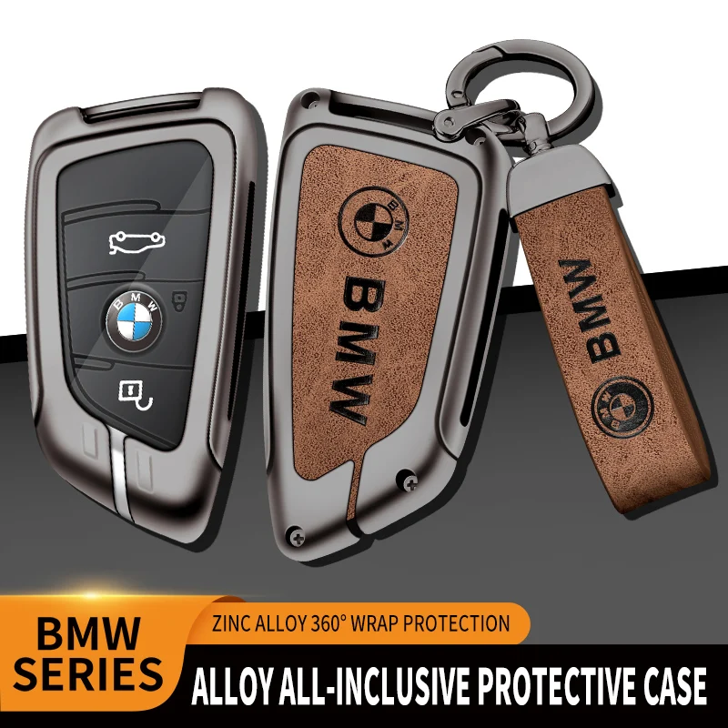 Zinc Alloy Car Remote Key Cover Case Holder For BMW X1 X3 X5 X6 X7 G20 G30 G01 G02 G05 G11 G32 1 3 5 7 Series Keychain Accessori