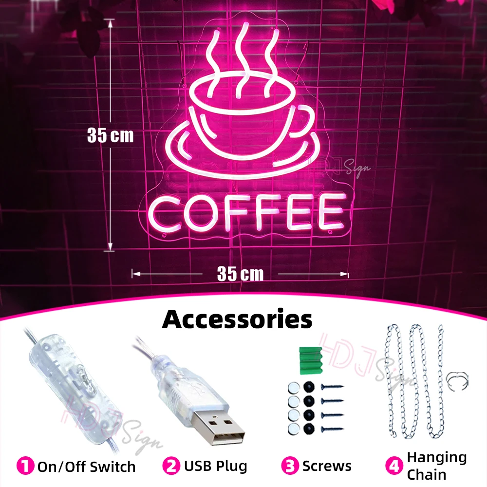 COFFEE LED Neon Signs For Cafe Restaurant Bar Room Decoration Wall Art Neon LED Signs Neon Light Coffee Shop LED Light Neon Lamp