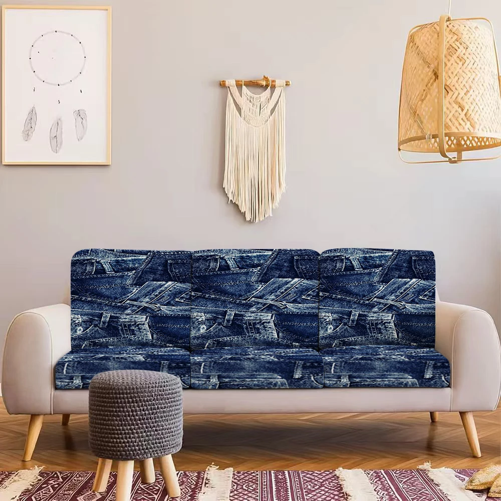 Summer Outdoor Sofa Cover with Denim Pattern, High - Elastic Milk Silk Fabric, Pet - Friendly, Washable Wi