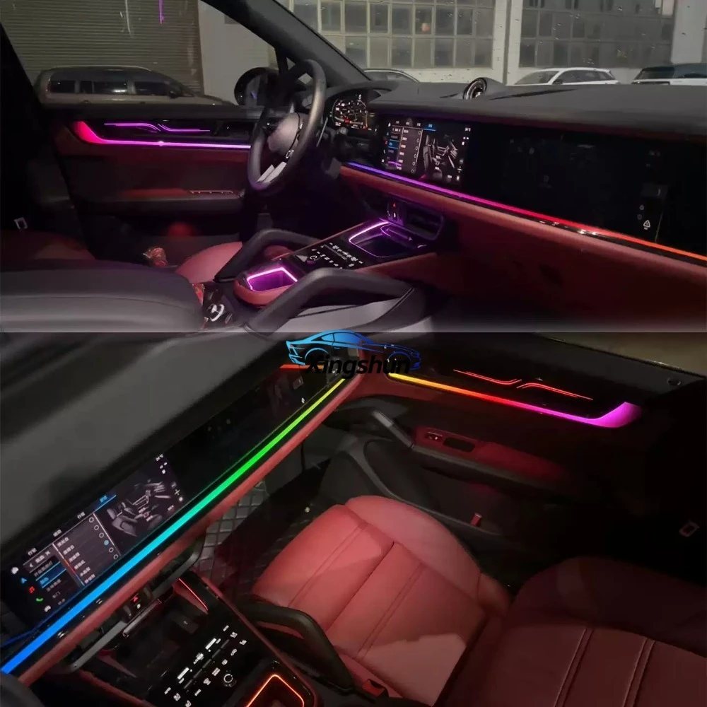 Hot Upgraded Interior Atmosphere Lights for Porsche 2024-2025 Cayenne Dynamic Colorful Symphony Car Ambient Light