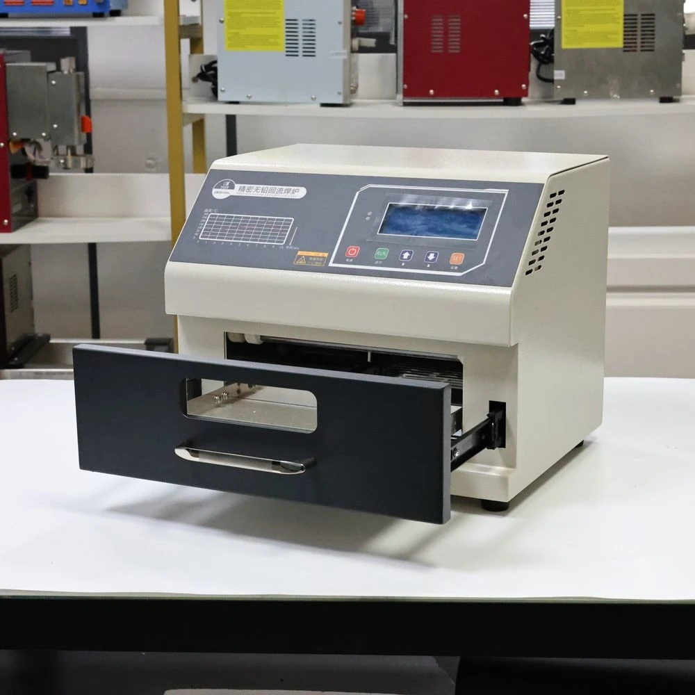 Para producción y procesamiento de lotes pequeños Smt ZB2015HL horno de reflujo de escritorio 700W 200x150mm soldadura de reflujo Smd de aire caliente infrarrojo