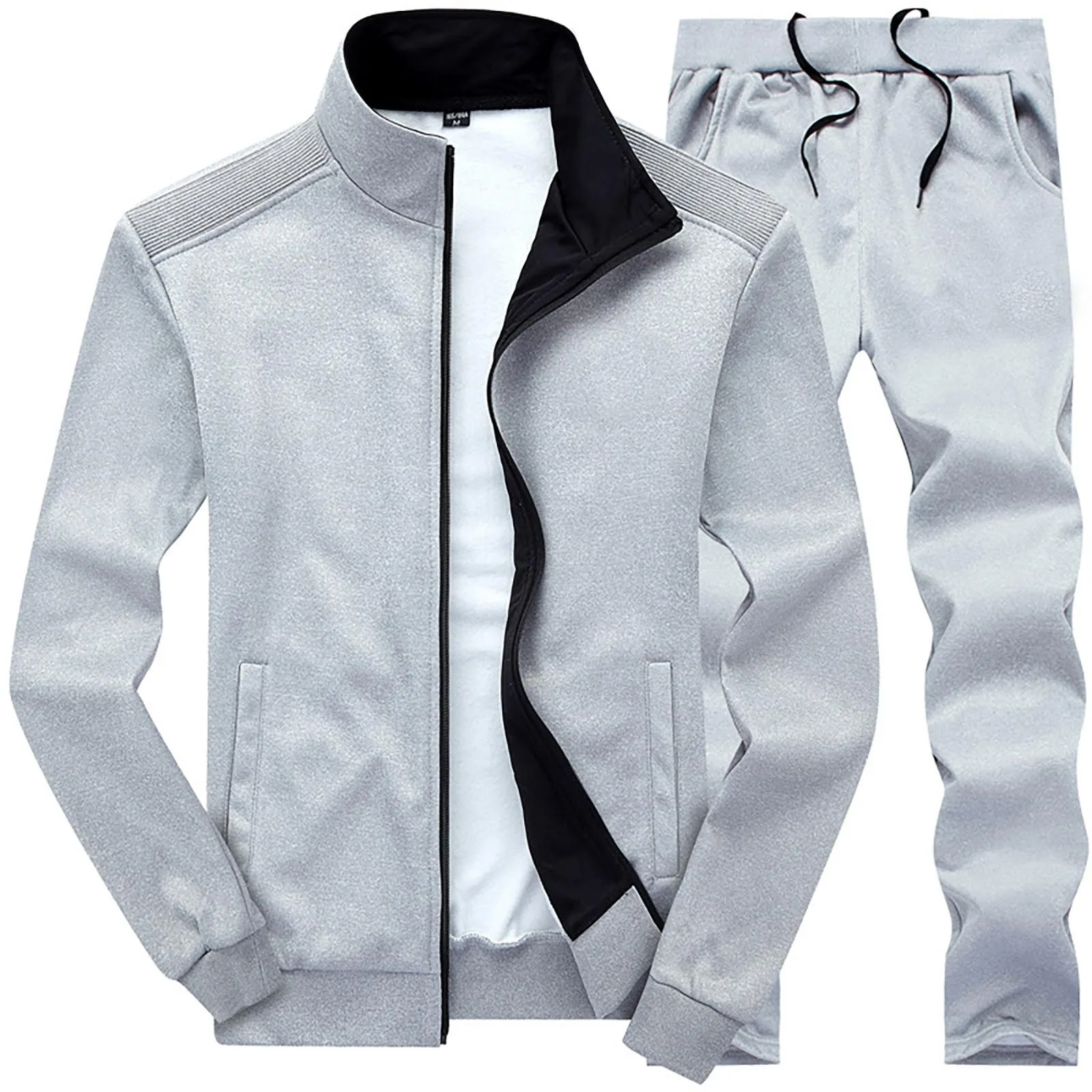 2024 Trend Men's Tracksuit Fleece Jacket And Sweatpants Two Piece Set Autumn Sport Suit Jacket Coats Trouser Sets Male Sportwear