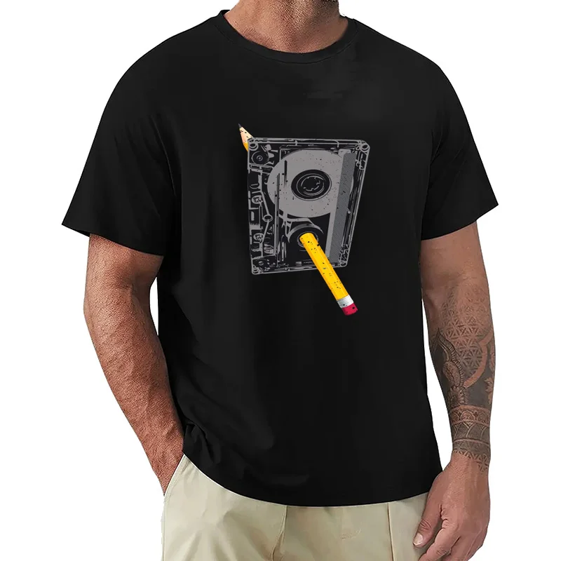Men's Music Rewind Short-Sleeved Printed Casual T-Shirt 180GMS 100% Cotton Funny Graphic Outdoor Nature T Shirts For Summer
