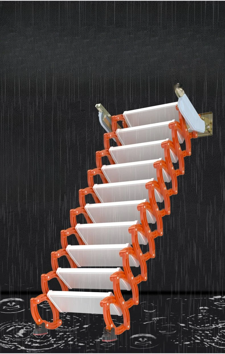 Compartmentary retractable attic staircase duplex simple outdoor wall hanging flat indoor lift escalator rainproof ladder