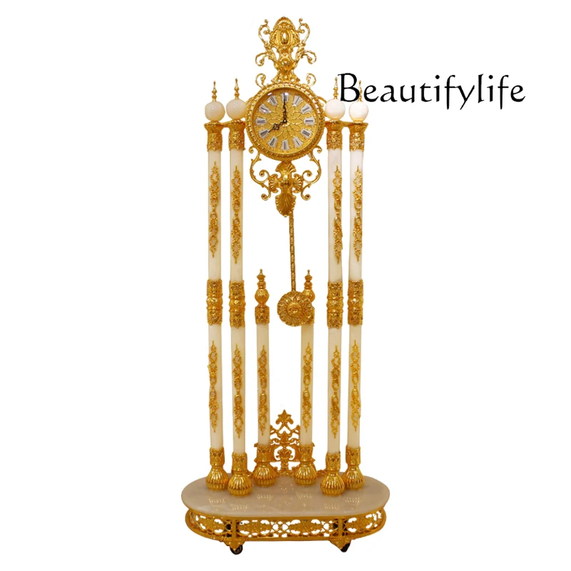 

Multifunctional simple European fashion high-end household large floor clock movable living room engraved bronze bell