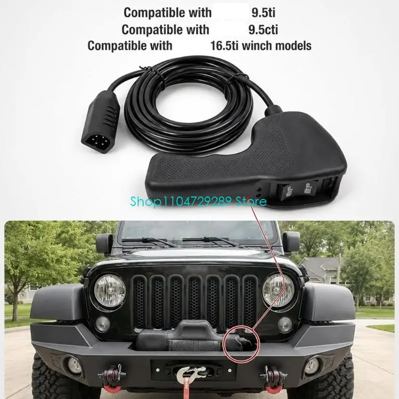 D8KE Winch Remote 83658, Corded Handheld Remote with 12-Foot Cable for WARN 9.5Ti 9.5Cti 16.5Ti Towing and Recovery Winches for