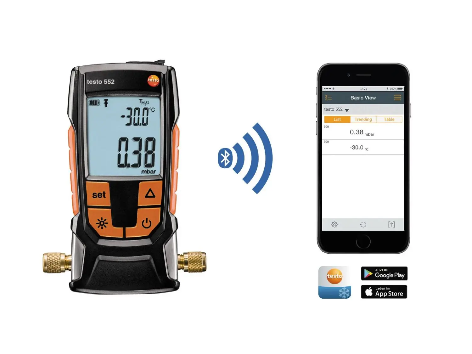 

Testo 552 IP42 Wireless Bluetooth Digital Vacuum Gauge 0560 5522 For Refrigerant Systems And Heat Pumps