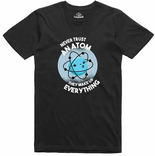 Hombre Ciencia Camiseta Divertida Atom 100% Anillo Girar Algodón Pre Encogido