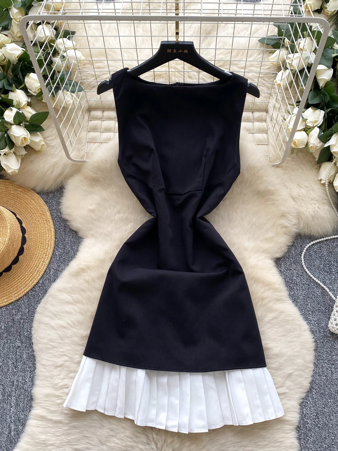 Ele High-Waisted A-Line  Dr Women's Summer Svel Color Blo Design Slimming Beautiful ort Skirt Korean Sle