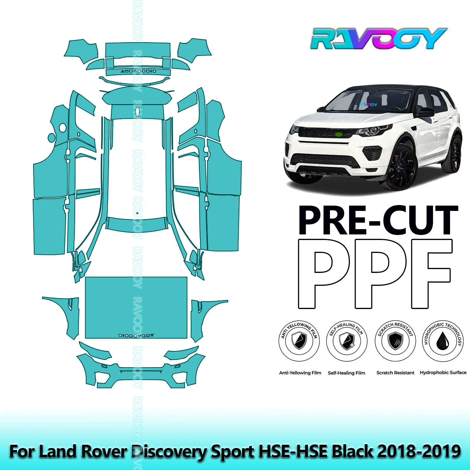 

8.5Mil Full Vehicle Precut PPF Paint Protection Film For Land Rover Discovery Sport HSE-HSE Black 2018-2019