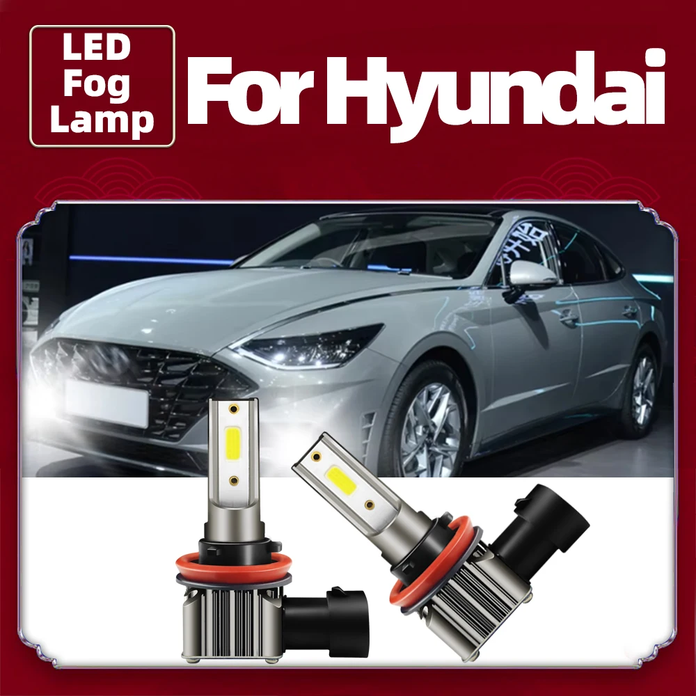 2Pcs H8 H11 LED Car Bulbs 15000LM Auto Fog Lights 6000K Fog Lamps For Hyundai Sonata Tucson Azera Genesis Equus Kona Santa Fe