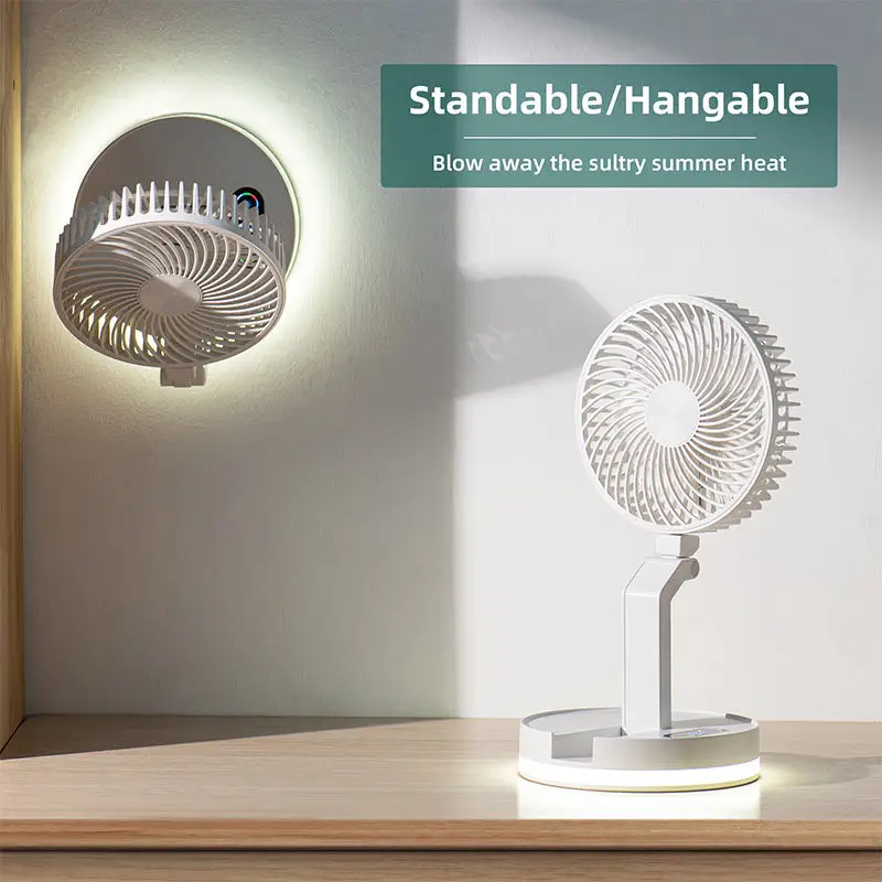 Good Quality Best Price Rechargeable Portable Folding LED Light Wall Mounted Fan