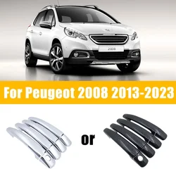 Door Handle Covers Carbon Fiber Chrome For Peugeot 2008 A94 MK1 2013-2023 2014 Luxury Anti-scratch Car Door Trim Car Accessories