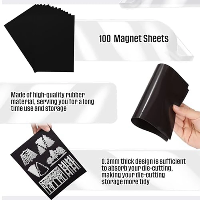 100 Clear Stamp And Die Storage Bags, 100 0.3Mm Magnetic Board Plastic Scrapbook Storage Envelopes For Card Making High Guality