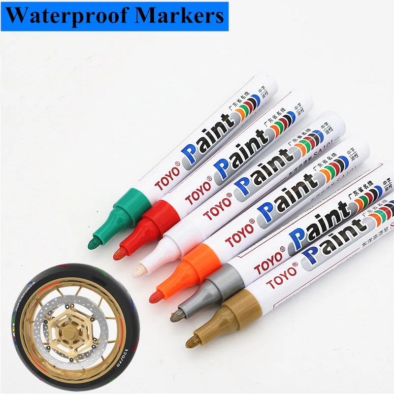 1pc Waterproof Color Markers Durable White Markers Pneumatic Markers Rubber Fabric Metal Paint Permanent Face Paint Marker Pen