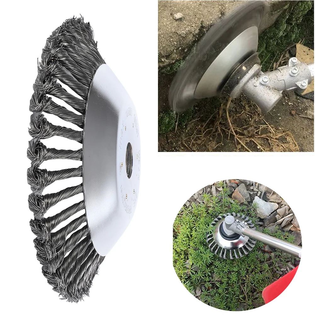 

10 Inch Twist Knot Steel Wire Wheel Brush Disc Weed Brush Cutter Head Grass Trimmer Heads Derusting Weeding Wheel for Lawn Mower