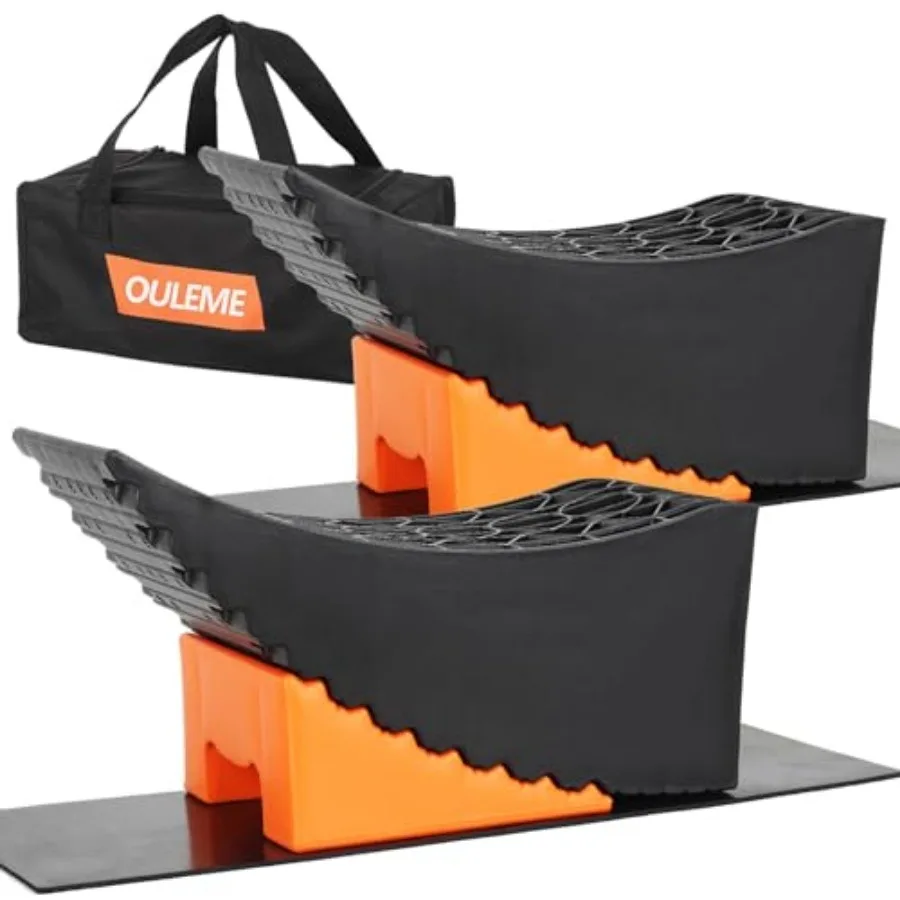 

Curved Leveling Blocks Raised Tire Change Ramp for RV Camper Travel Trailer Fits Dual Axle Tandem Wheel Aid Changing Lift up to