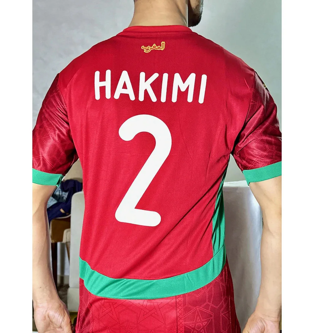 3D مطبوعة المغرب رقم 2 كرة القدم مروحة جيرسي جولة الرقبة قصيرة الأكمام تي شيرت التدريب اليومي مباراة كرة القدم قميص بأكمام قصيرة #1