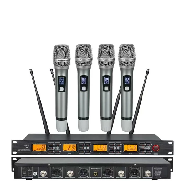 UR-4000 UHF 640-690MHz  4 mic wireless 4 channel wireless microphone system micrfono profesional wireless handhold microphone