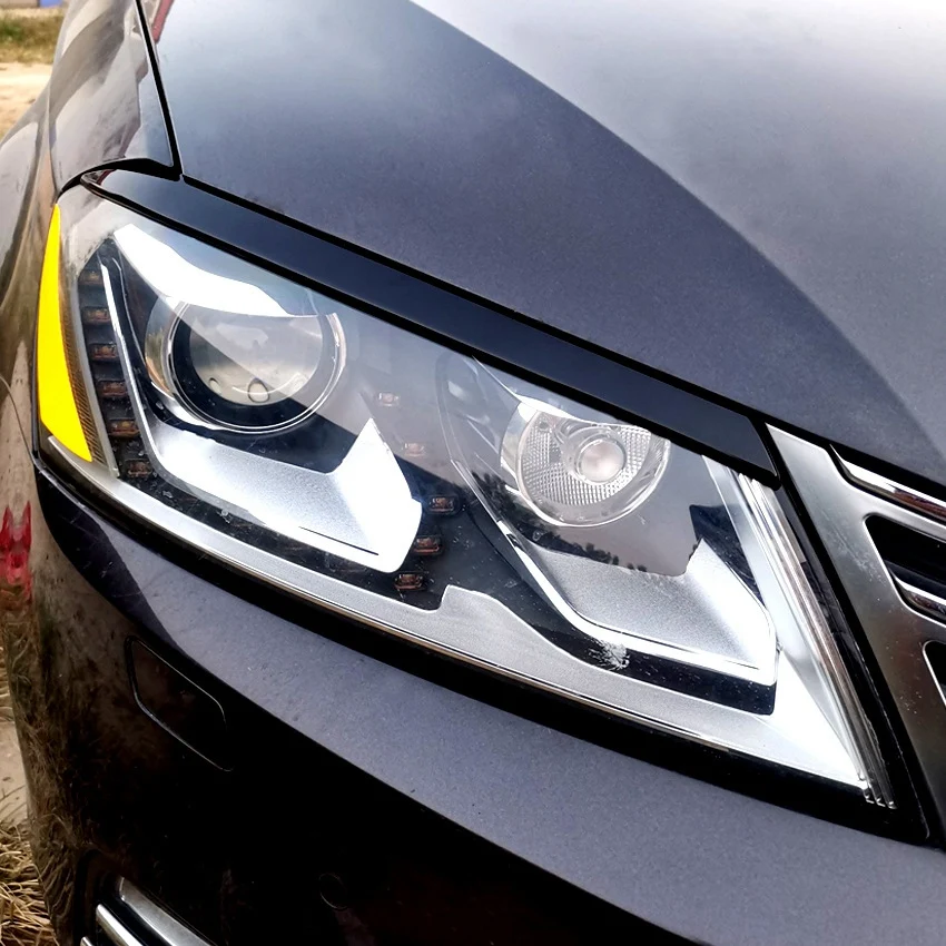 for Passat B7 2010-2015 Car Headlight Eyelids Eyebrows ABS Headlight Lamp Sticker Cover Trim Accessories - Carbon Fiber