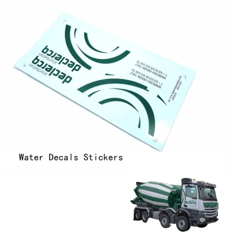 

Green Declercq-stortbeton Logo/Painting Water Sticker for 1/14 Rc Car Toys Tamiya Dump Truck Arcos 3348 MAN Diy Accessories