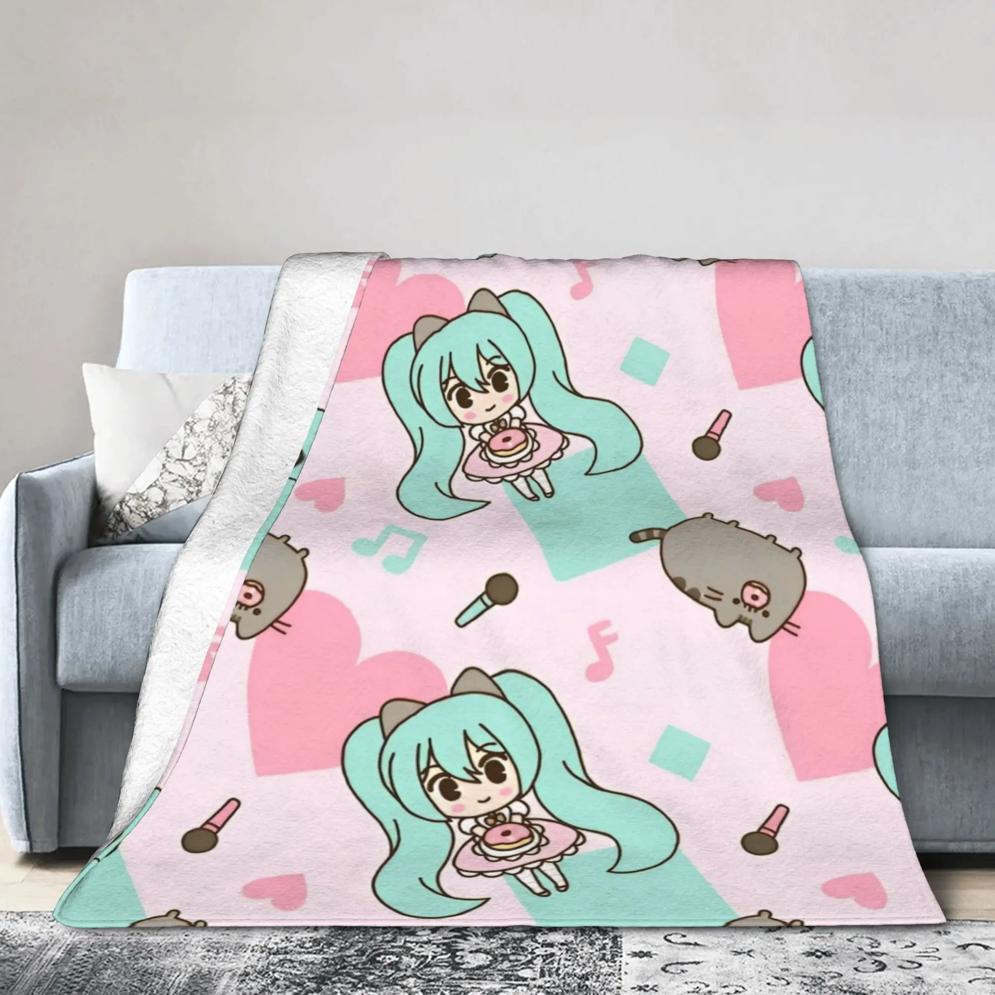 Hatsunes Mikus Fleece Throw Blanket  Blanket for Sofa Outdoor Super Soft Quilt,