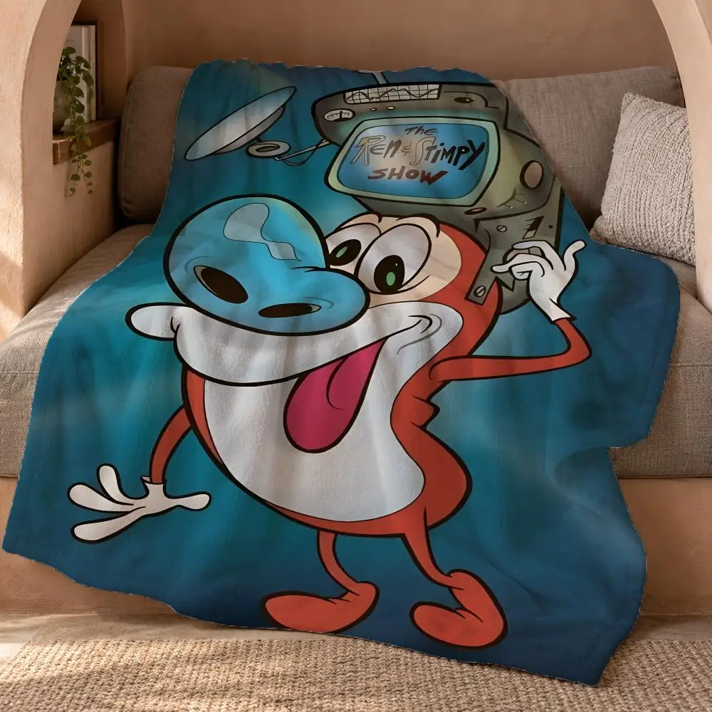 The Ren Stimpy Show Throw Double Sided Flannel Throw Blanket Soft Travel Camping Sofa Bed Home