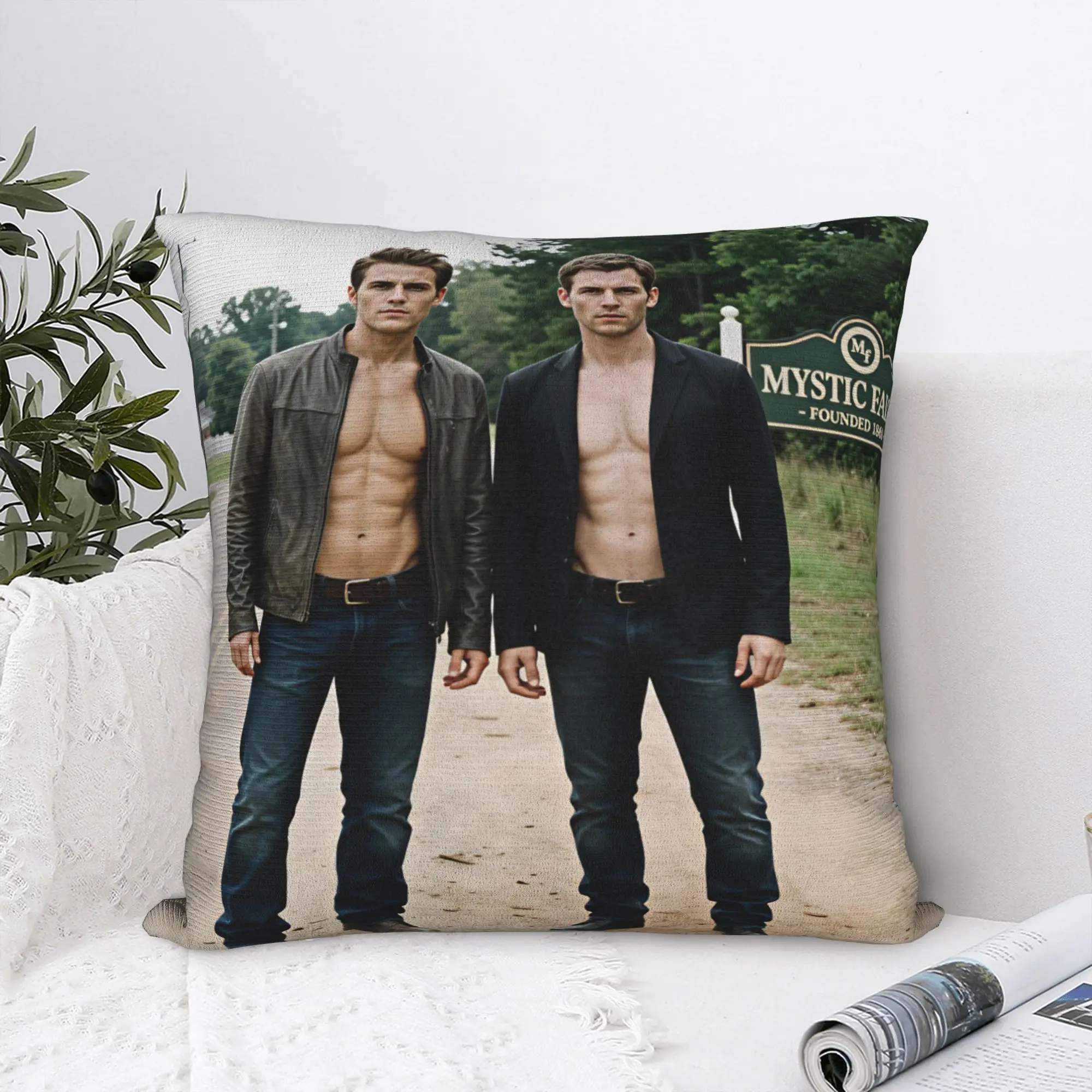 Vampire Diaries Damon Klaus  Pillow Case  Retro Trendy Pillow Cover Soft Pillowcases For Sofa Car Home Decor