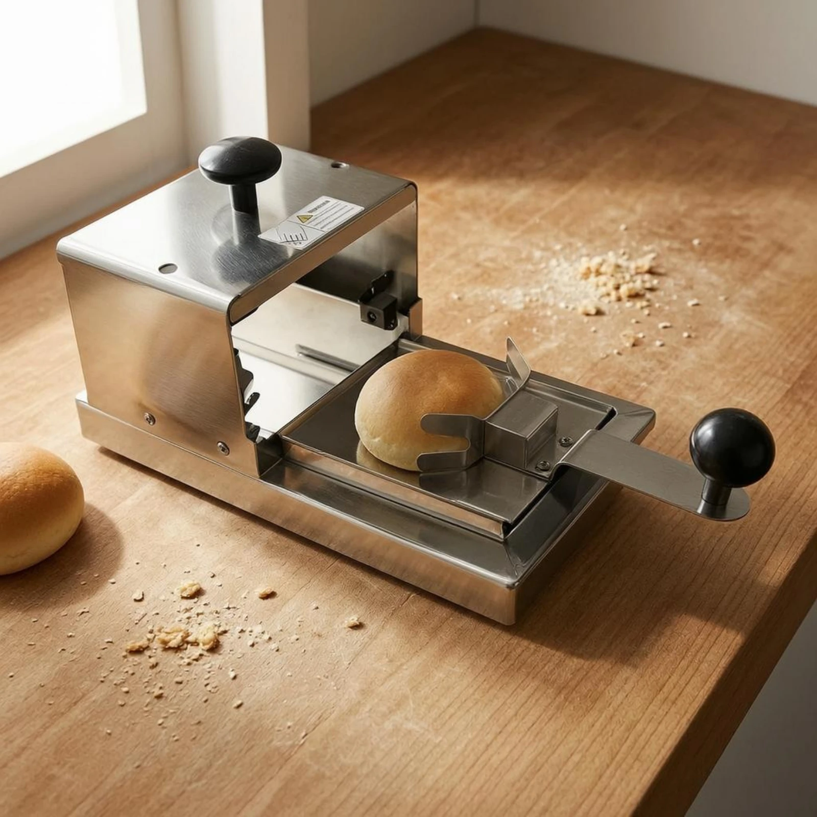 Hamburger Bun Cutter Easy to Clean Manual Bun Cutting Machine Food Equipment Commercial Grade Long-Lasting