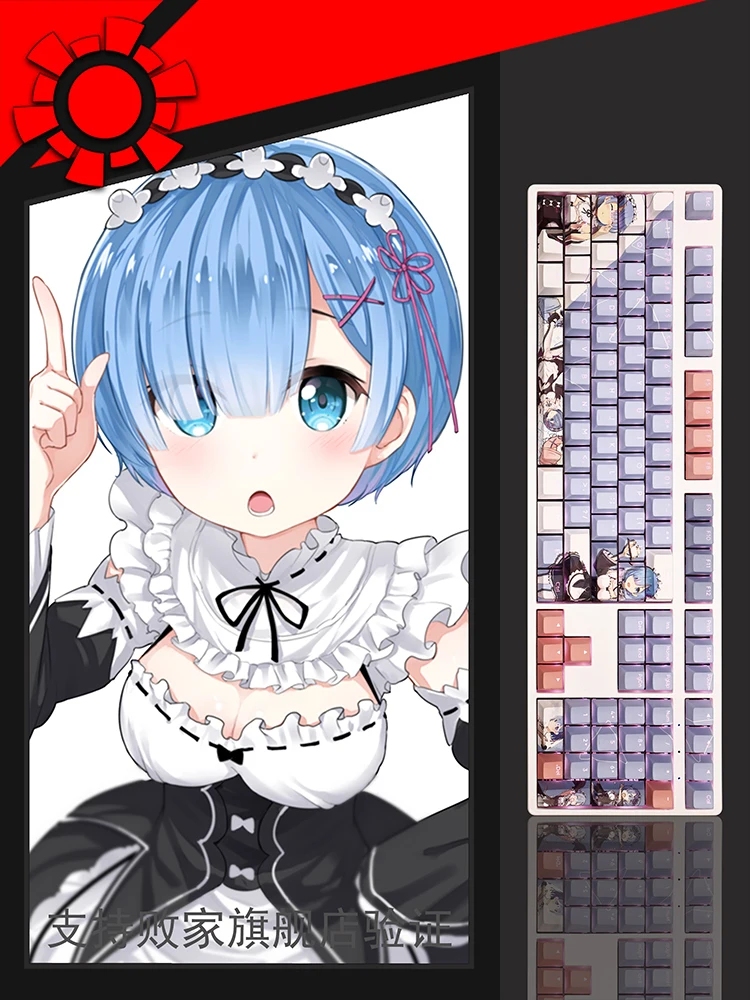 Custom Rem seksi gadis Keycap mekanik keyboard kit Keycap Kawaii transmisi cahaya PBT Keycap Set PC Gamer aksesoris Gits