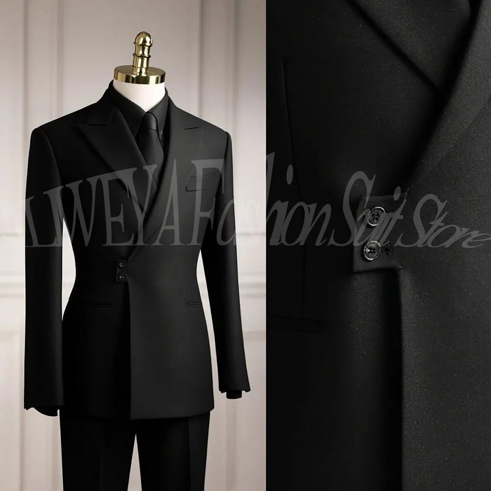 

Fashion Suits for Men Black Color Notch Lapel Single Breasted Blazer Suit Slim Fit 2 Piece Chic Casual Wedding Formal Tuxedo