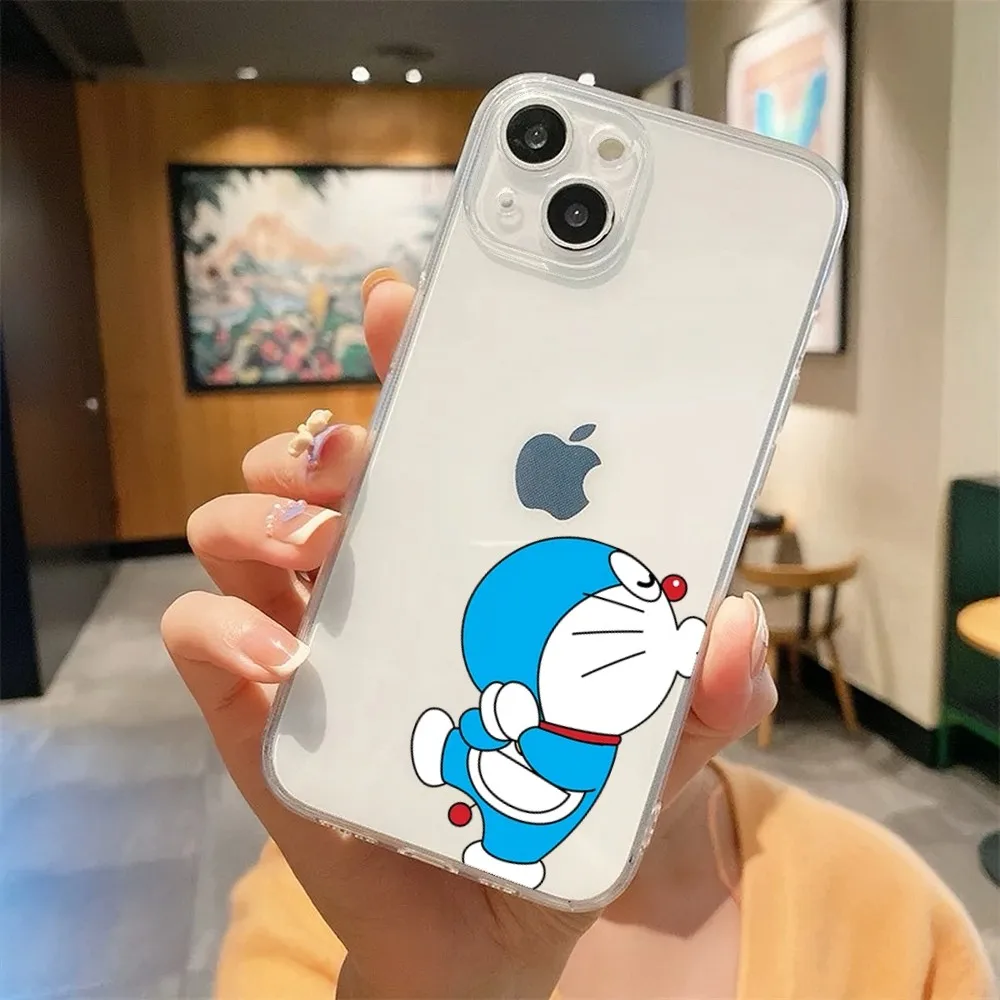 Cute Cartoon D-Doraemon Phone Case For Iphone 15 11 13 14 Pro Max 7 8 Plus X Xr Xs Max Se2020 12mini Transparent Cover