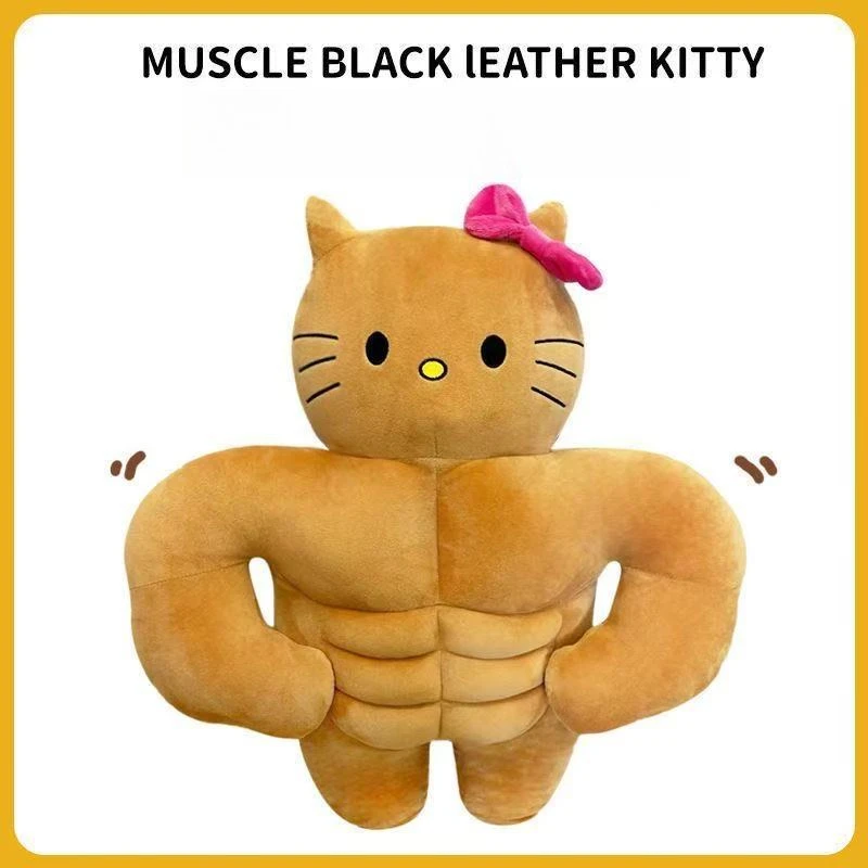 

In Stock 30/50cm Muscle Hello Kitty Original Cute Stuffed Plushed Doll Soft Kawaii Cartoon Sofa Decoration Girl Birthday Gifts
