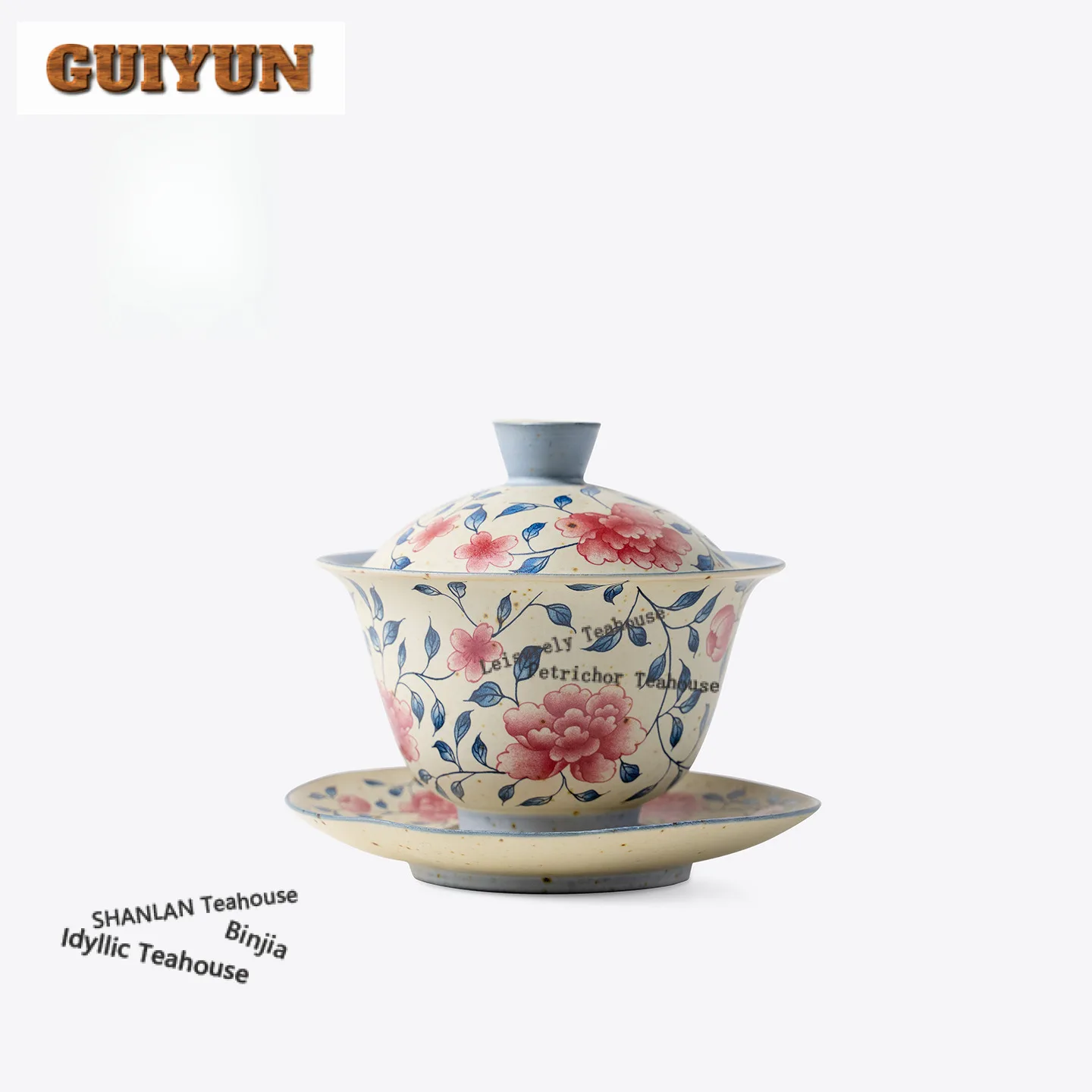 130ml Decal Interlocking Peony Branch Gaiwan Traditional Tea Tureen Tea Bowl With Lid Kit Tea Brewing Cover Bowl Drinkware Gift