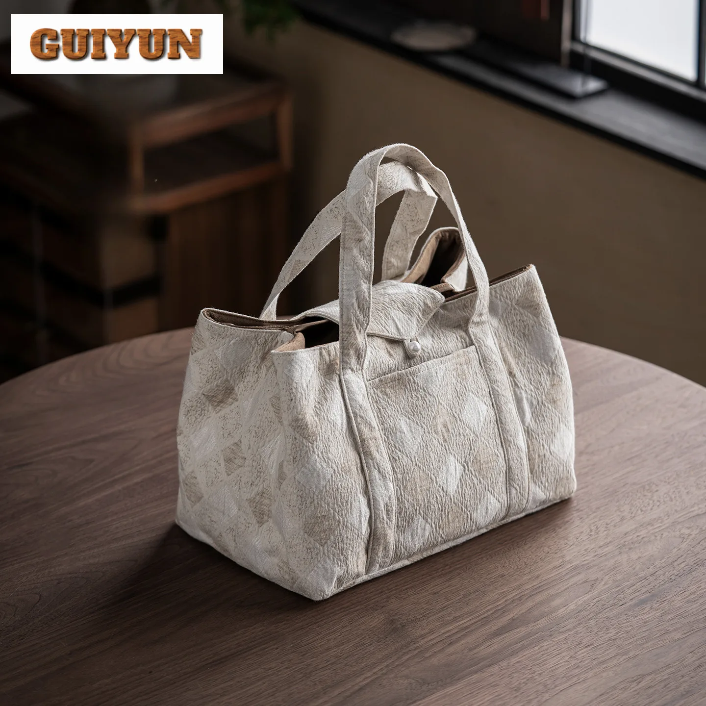 Cotton Linen Sashiko Rhomboic Pattern Tea Cozies Boutique Tea Cozy For Teapot Portable Bag Travel Tea Set Bag Tea Ceremony Craft