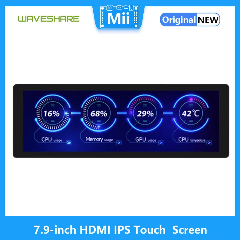 HDMI IPS Touch Screen com alto-falante, tela de alta definição, tela longa, caixa de metal, computador, 7,9"