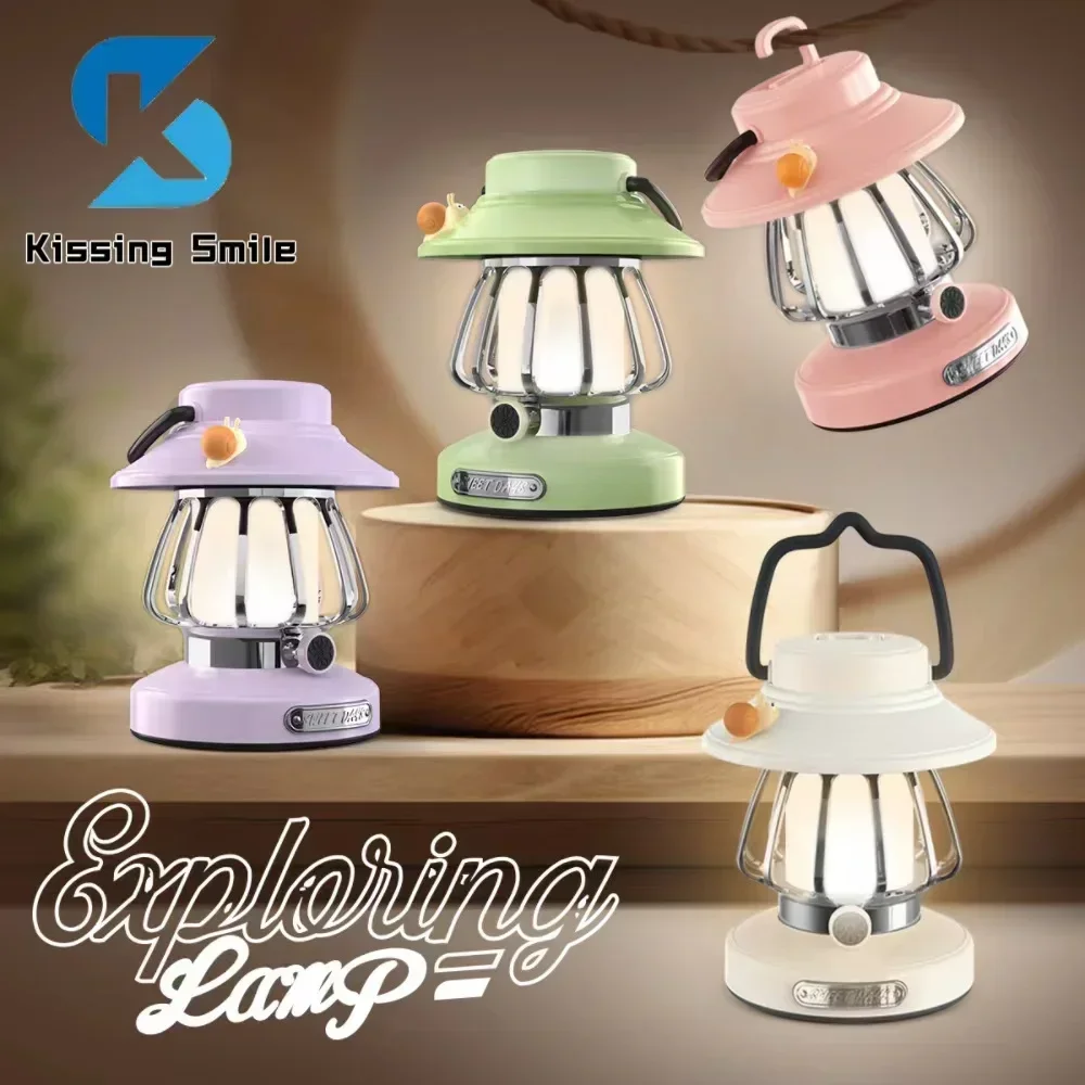 Rechargeable Camping Led Lamp Portable Decorative Hanging Lantern Tourism Retro Bar Table Night Light Usb Vintage Outdoor Tent